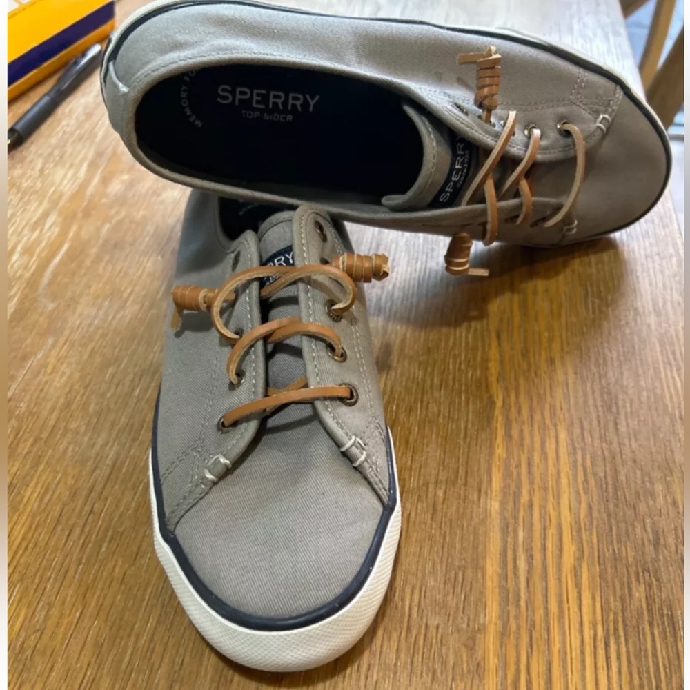 Sperry Top Sider Womens Size 9 Gray Boat Deck Shoes Leather Laces